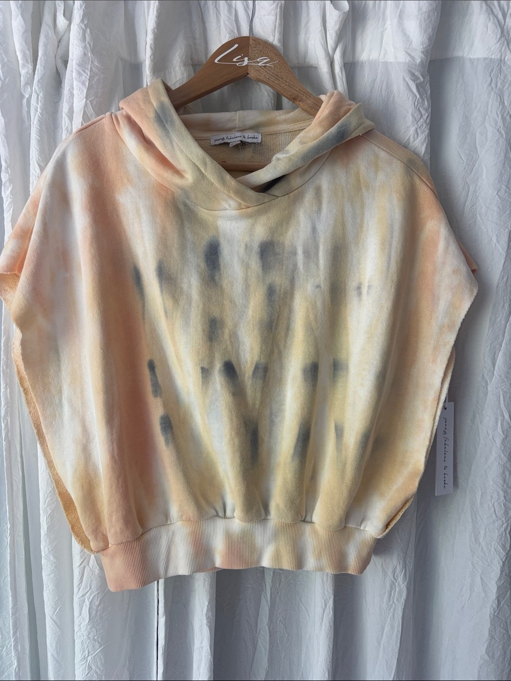 Young Fabulous & Broke Tie-Dye Hooded Pullover in Peach, Yellow & Gray